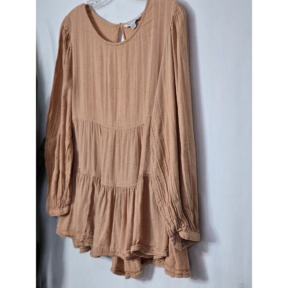 American Eagle Peach Flared Long Sleeve Open Back Cottage Core Top - Sz M - Picture 2 of 6